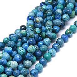 Chrysocolla Natural Chrysocolla Beads Strands, Round, 10~10.5mm, Hole: 1mm, about 39pcs/strand, 15.55 inch(39.5cm)
