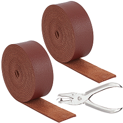 Coconut Marrón 2cinta de cuero sintético enrollable, para cintura, con perforadora de mano, coco marrón, 1 pulgada (25 mm), aproximadamente 2.19 yardas (2 m) / juego