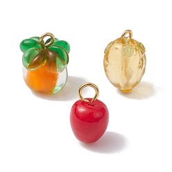 Mixed Shapes Glass Pendants, Fruit, Mixed Shapes, 15~17x9.5~14mm, Hole: 1.6~3.5mm, 3pcs/set