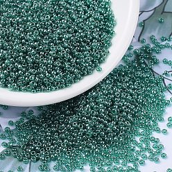 (RR322) Transparent Emerald Luster MIYUKI Round Rocailles Beads, Japanese Seed Beads, (RR322) Transparent Emerald Luster, 11/0, 2x1.3mm, Hole: 0.8mm, about 1100pcs/bottle, 10g/bottle