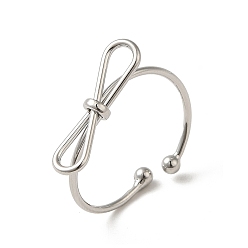 Платина Латунные кольца-манжеты для женщин, без кадмия и без свинца, бантом, платина, внутренний диаметр: 18.8 мм