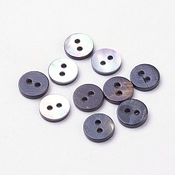 Черный 2 Кнопки оболочки отверстия, плоско-круглые, чёрные, 9x2 мм, отверстие : 1.5 мм