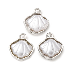 Платина Подвески из искусственного жемчуга и сплава АБС, шарм в форме ракушки, платина, 14x12.5x5 мм, отверстие : 2 мм