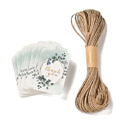 Leaf Paper Hang Gift Tags, with Jute Twine, Thanksgiving Themed, Leaf Pattern, 7x4x0.03cm, Hole: 5mm, 50pcs/bag