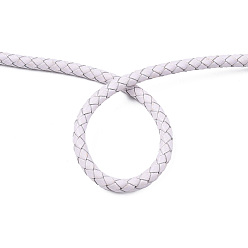 White Braided Cowhide Leather Cord, Leather Rope String for Bracelets, White, 6mm, about 3.82 yards(3.5m)/roll