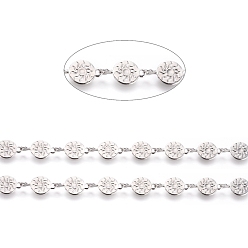 Платина Звенья ручной работы из латуни, с катушкой, долговечный, несварные, плоские круглые и солнце, платина, 11x6x0.5 мм, около 32.8 футов (10 м) / рулон