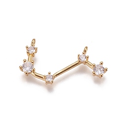 Овен Латунные микро проложить кубического циркония подвески, двенадцать созвездий, золотые, Овен, 14~15x26~27x3 мм, отверстие : 1.5 мм