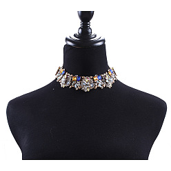 Сапфир Модные ожерелья-чокеры из сплава со стразами, для украшения костюма, розовое золото , сапфир, 13.39 дюйм (34 см)