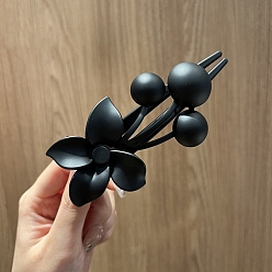 Черный Пластиковые зажимы волос аллигатора, аксессуары для волос для женщин и девочек, цветок, чёрные, 110 мм