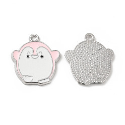 Pink Подвески из эмали и сплава, прелести пингвина, платина, розовые, 21.5x18.5x1.5 мм, отверстие : 1.6~1.8 мм