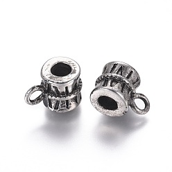 Antique Silver 304 Stainless Steel Tube Bails, Loop Bails, Bail Beads, Large Hole Beads, Column, Antique Silver, 15x10x10.5mm, Hole: 3mm, Inner Diameter: 5mm