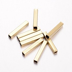 Golden Brass Tube Beads, Golden, 12x2x2mm, Hole: 1x1mm