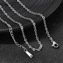 Нержавеющая Сталь Цвет 12шт. 2.4мм 304 Текстурированные цепочки из нержавеющей стали для мужчин и женщин, без потускнения, цвет нержавеющей стали, 17.72 дюйм (45 см), 50 удлинительная цепь мм, ссылка: 2.8x2.4x0.3 mm