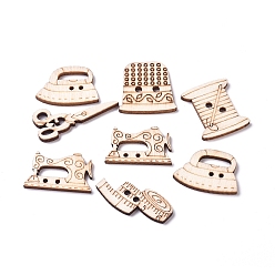 Бланшированный Миндаль 2 пуговицы из дерева тополя, формы для шитья, бланшированный миндаль, 15.5~38.5x16.5~34.5x2.5 мм, отверстия: 1.5~2.5 мм, около 100 шт / мешок