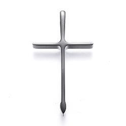 Черный Цвет Металла 304 подвески из нержавеющей стали, крестик, металлический черный , 30x17x3 мм, отверстие : 2.5x2 мм