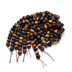 Tiger Eye Natural Tiger Eye Beads Strands, Grade A, Round, 12mm, Hole: 1mm, about 33pcs/strand, 15.7 inch