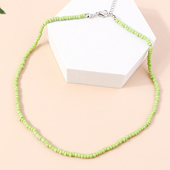 Зелено-Желтый Ожерелья из бисера рондель для женщин, платина, зеленый желтый, 14.96 дюйм (38 см)