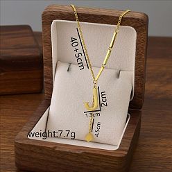 Letter J 304 кулон с инициалом из нержавеющей стали с ожерельем из игральных костей, золотые, буква J, 15.75 дюйм (40 см), Кулон : 20x13 мм