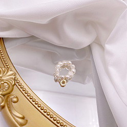 Letter O Перстни из натурального пресноводного жемчуга, с подвеской в виде буквы из сплава золотистого тона, Письмо O, внутренний диаметр: 16 мм