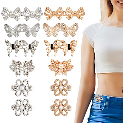 Platinum & Light Gold 14 шт. 10 стили: бант, бабочка, цветок, регулируемые булавки для джинсов из сплава, подтяжка талии, швейные застежки для аксессуаров к одежде, платина и светлое золото, 19.5x28.5x14.5 мм
