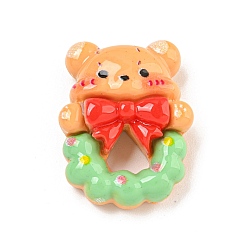 Медведь Рождественские животные декодируют кабошоны, медведь рождественский венок, 27x20.5x9.5 мм