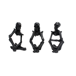 Черный Хэллоуин тематика смоляные скелеты витрина украшения, для украшения рабочего стола домашнего офиса, чёрные, 230x145x75 мм