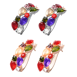 (52) Непрозрачная лаванда 2 пары 2 серьги-гвоздики из цветного сплава с микропаве из разноцветных кубических цирконий, овальные, разноцветные, 25x22x9.5 мм, 1 пара / цвет