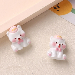 Pink Непрозрачные кабошоны из смолы, собака с бантом, розовые, 22x18 мм