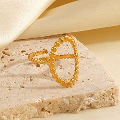 Настоящее золото 18K 304 открытые манжеты из нержавеющей стали, полый овал, реальный 18 k позолоченный, 20x3 мм, внутренний диаметр: 18 мм