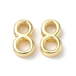 Настоящее золото 18K Прелести латунных слайд, без свинца и без кадмия, долговечный, стойки покрытие, число 8, реальный 18 k позолоченный, 15.5x9x5.5 мм, отверстие : 10.5x2.3 мм