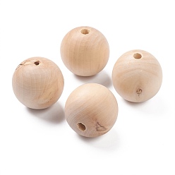 BurlyWood Venta de liquidación defectuosa, cuentas de madera natural sin terminar, cuentas espaciadoras redondas de madera sueltas para hacer artesanías, sin plomo, burlywood, 40 mm, agujero: 6.5 mm