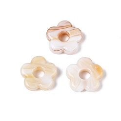 Бледно-Золотистый Двухцветные бусины ручной работы из стекла, изготовленные в Европе., бусины с большим отверстием, цветок, бледно золотарник, 15~16x15.5~16x3~4.5 мм, отверстие : 4~5 мм