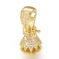 Golden Brass Micro Pave Cubic Zirconia Twister Clasps, Golden, 22x11mm, Hole: 6x10mm