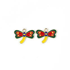 Красный Подвески из эмали и сплава, подвески в виде бабочек/стрекоз, золотые, красные, 18x25 мм, 10 шт / комплект