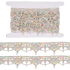 Разноцветный Цветочная вышивка пришитые полиэстеровые ленты нашивки, с картонной карточкой, красочный, 38 мм