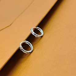 Серебро Серьги-кольца из латуни с кристаллами и стразами, серебряные, 10 мм