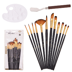 Schwarz DIY Zeichen-Kits, mit Holzgriff Pinsel gesetzt, Ölgemälde Schabermesser, Kunststoff-Aquarell-Öl-Palette, Schwarz