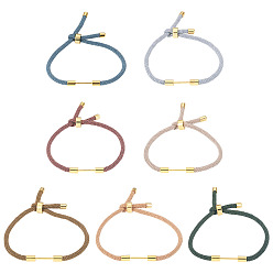 (52) Непрозрачная лаванда 7шт 7 цвета плетеный нейлоновый шнур изготовление браслета, с латунной фурнитурой , разноцветные, 9-1/2 дюйм (24 см), ссылка: 24x4 mm, 1 шт / цвет