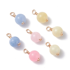 White Jade Natural & Dyed White Jade Wire Wrapped Pendants, Imitation Morganite, 18~19x10.5mm, Hole: 3.5mm