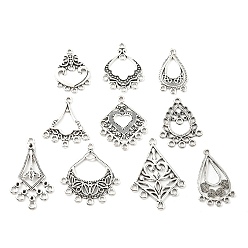 Античное Серебро Подвески из сплава , аксессуары для серег, античное серебро, 27.5~39x16~28x1.4~1.7 мм, отверстие : 1.2~1.8 мм, 20 шт / пакет