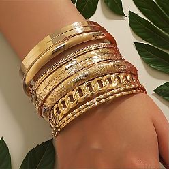 Золотой 10шт. браслеты из сплава для женщин, золотые, внутренний диаметр: 2-3/4 дюйм (6.9 см)