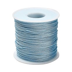 Светло-Голубой 100м плетеный полиэфирный шнур, с пластиком для животных, для изготовления ювелирных изделий, круглые, Небесно-голубой, 1 мм, около 109.36 ярдов (100 м) / рулон