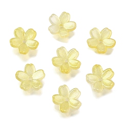 Шампанско-Желтый Акриловый шарик крышки, цветок, шампанское желтый, 11x11.5x2 мм, отверстие : 1.5 мм