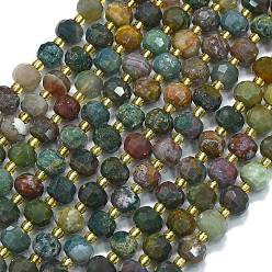 (RRHB277) Кристалл на подкладке из медово-бежевого цвета Природного индийского агата бисер нитей, с бисером, граненые, фонарь, 8~8.5x6.5~7 мм, отверстие : 0.6 мм, около 44 шт / нитка, 15.16'' (38.5 см)