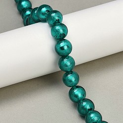 Светлый Морско-зеленый Стеклянные бусины, с фольгой внутри, ручная работа , бусина в бусине, круглые, светло-зеленый, 12x11 мм, отверстие : 1.4 мм