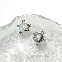 Светло-Синий Подвески из платинового сплава и смолы, луна, голубой, 15x13 мм