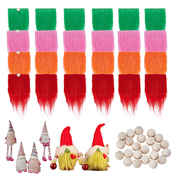 (52) Непрозрачная лаванда 24шт. 4 цвета полиэстеровые бороды, с деревянными бусинами 24 шт., разноцветные, 195~220x90~93x1~1.5 мм