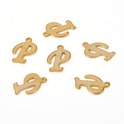 Letter P 201 подвески из нержавеющей стали, лазерная резка, буквы, золотые, letter.p: 14x10x1.2 мм, отверстие : 1 мм