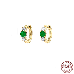 Зеленый лайм Серьги-кольца из настоящего серебра 18k с золотым покрытием 925 из стерлингового серебра с микропаве циркония, зеленый лайм, 10.6 мм
