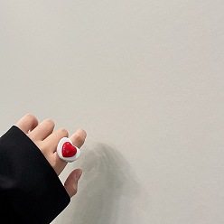 Белый Акриловые кольца в форме сердца для женщин, белые, внутренний диаметр: 17 мм